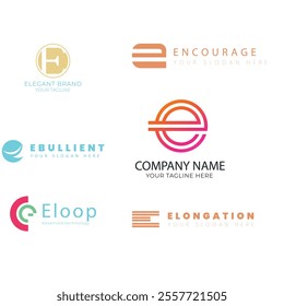 e alphabet letter initial colorful gradient design Corporate business brand company abstract logo design collection