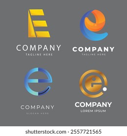 e alphabet letter initial colorful gradient design Corporate business brand company abstract logo design collection