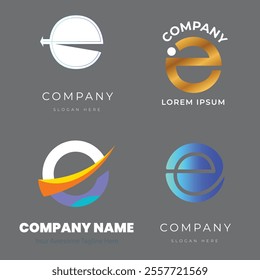 e alphabet letter initial colorful gradient design Corporate business brand company abstract logo design collection