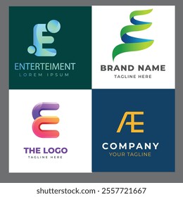 e alphabet letter initial colorful gradient design Corporate business brand company abstract logo design collection