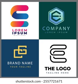 e alphabet letter initial colorful gradient design Corporate business brand company abstract logo design collection