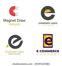 E alphabet letter initial colorful gradient design Corporate business brand company abstract logo design collection