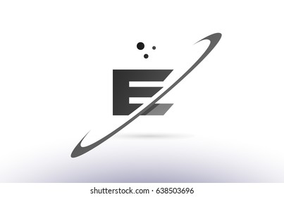 e alphabet letter logo black white grey swoosh creative text dots company vector icon design template