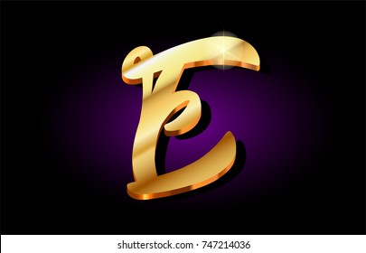 e alphabet letter logo in gold golden 3d metal beautiful typography suitable for banner brochure design