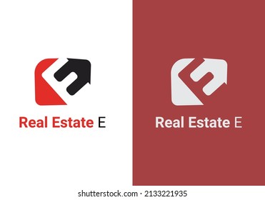 E alphabet Real estate negative space letter logo 