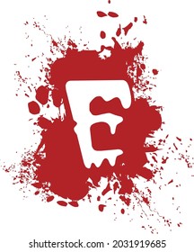 E - Alphabet mit Splash und Spray-Effekt und rotem Hintergrund.