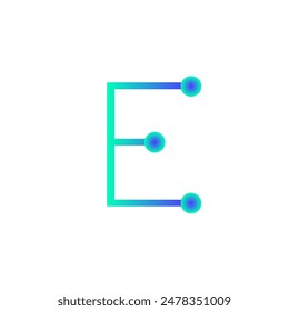 e alphabet tech logo gradient vector eps