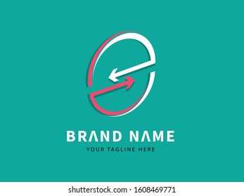 E arrow logo business template vector icon