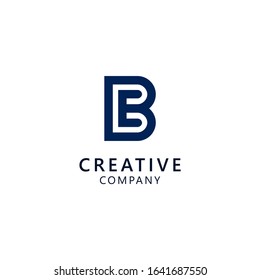 E and B Creative Logo Modern Simple Blue