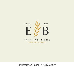 E B EB Beauty vector initial logo, handwriting logo of initial signature, wedding, fashion, jewerly, boutique, floral and botanical with creative template for any company or business.
