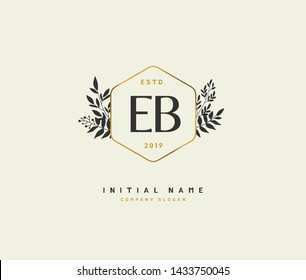 E B EB Beauty vector initial logo, handwriting logo of initial signature, wedding, fashion, jewerly, boutique, floral and botanical with creative template for any company or business.