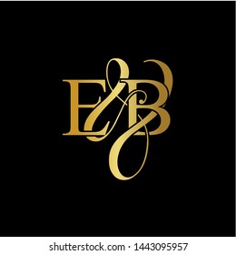 E & B / EB logo initial vector mark. Initial letter E & B EB luxury art vector mark logo, gold color on black background.