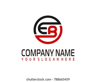 E B initial circle logo template vector