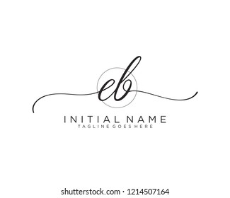 E B Initial handwriting logo vector