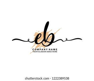 E B Initial Handwriting Logo Template