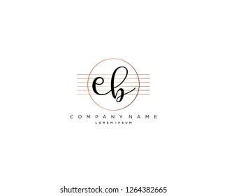 E B initial handwriting logo vector