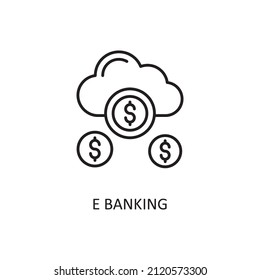 Ilustración de diseño de iconos de esquema del vector bancario E. Símbolo de banca y pago en fondo blanco EPS 10 Archivo
