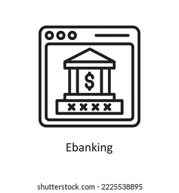 Ilustración de diseño de iconos de esquema de vector bancario E. Símbolo de negocio y finanzas sobre el fondo blanco Archivo EPS 10