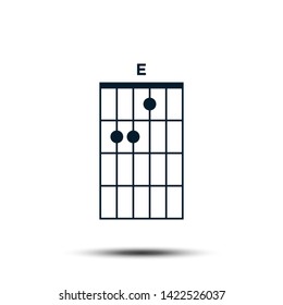 E, Basic Guitar Chord Chart Icon Vector Template