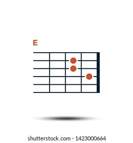 E, Basic Guitar Chord Chart Icon Vector Template
