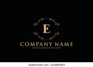 E Beauty vector initial logo, handwriting logo of initial signature, wedding, fashion, jewerly, boutique, floral and botanical with creative template for any company or business.