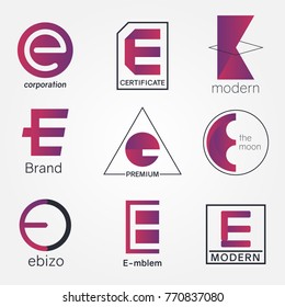 E Big Letter Logo Badges
