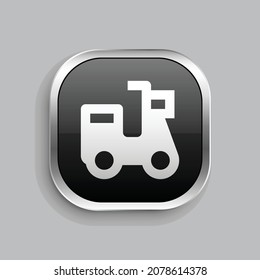 e bike 2 fill icon design. Glossy Button style rounded rectangle isolated on gray background. Vector illustration