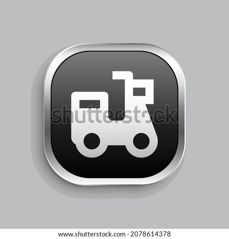 e bike 2 fill icon design. Glossy Button style rounded rectangle isolated on gray background. Vector illustration