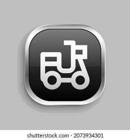 e bike 2 line icon design. Glossy Button style rounded rectangle isolated on gray background. Vector illustration