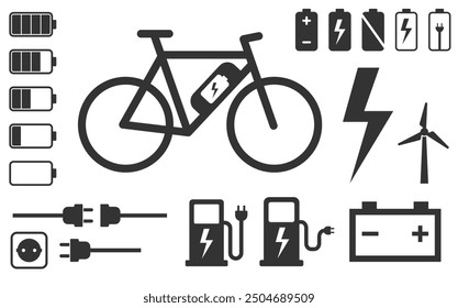 E Bike icon symbol set