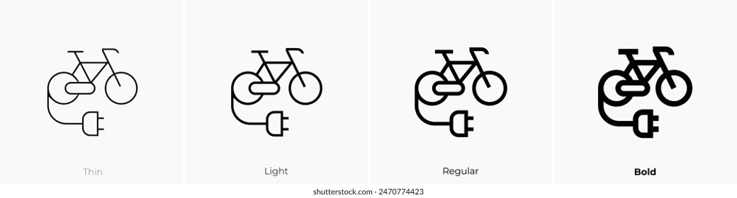 e bike icon. Thin, Light Regular And Bold style design isolated on white background