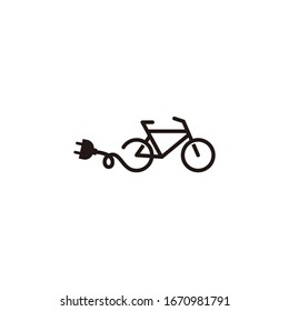 E bike line art vector design. Electric Bike cycle logo design icon	
