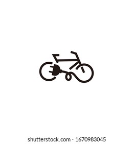 E bike line art vector design. Electric Bike cycle logo design icon	