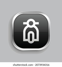 e bike line icon design. Glossy Button style rounded rectangle isolated on gray background. Vector illustration