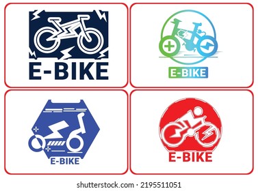 E bike logo and icon design template 