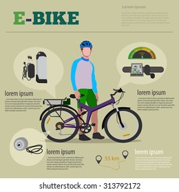 E bike.concept brochures,leaflets and the website.Made in modern flat style on a gray background