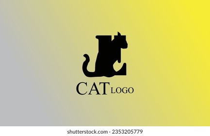 E black cat creative design, minimal logo with yellow Gary gradient background.