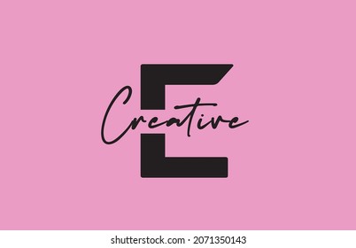 E black pink alphabet letter logo icon design. Creative concept for business and company