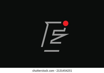 E black and white alphabet letter logo icon design with red dot. Creative template for business and company 