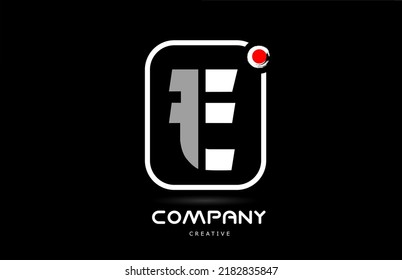 E black white alphabet letter logo icon design with japanese style lettering and red dot. Creative template for company and business 