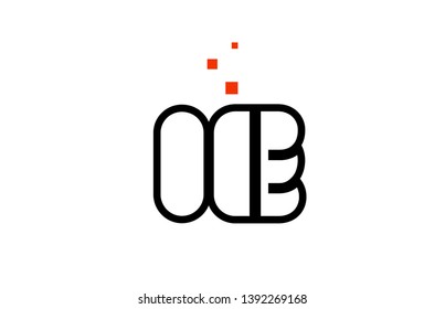 IE I E black white red dots alphabet letter combination suitable as a logo icon design for a company or business