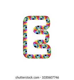 E Block Puzzle Letter Logo Icon Design