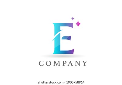 E logotipo de la letra del alfabeto del gradiente rosa azul para empresas y empresas. Grabación creativa e identidad corporativa. Diseño de marca