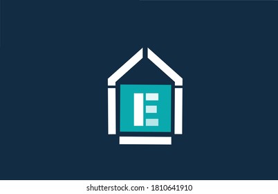 E blue white alphabet letter logo icon design. Company and business identity template