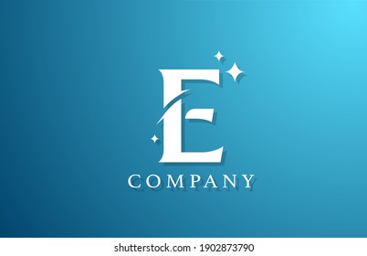 E logotipo de la letra del alfabeto del gradiente blanco azul para negocios. Diseño de marca para la escritura y la identidad corporativa. Plantilla de icono creativo