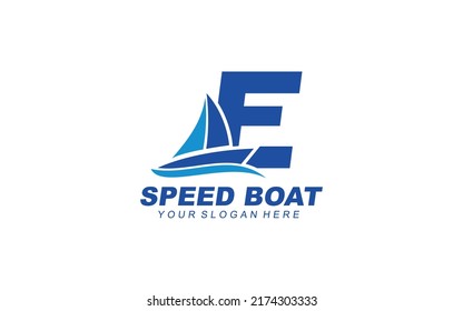 E Boat Logo Design Inspiration. Vector Letter Template Design For Brand.