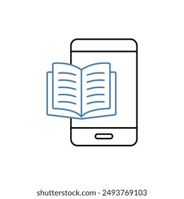 e book concept line icon. Simple element illustration. e book concept outline symbol design.