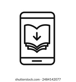 E book download icon black and white vector sign