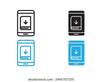 E book download icon black and white vector outline sign