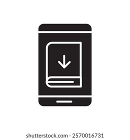 E book download icon black and white vector outline sign